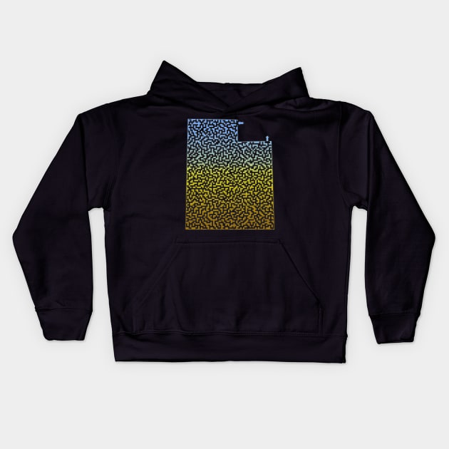 Utah State Outline Maze & Labyrinth Kids Hoodie by gorff